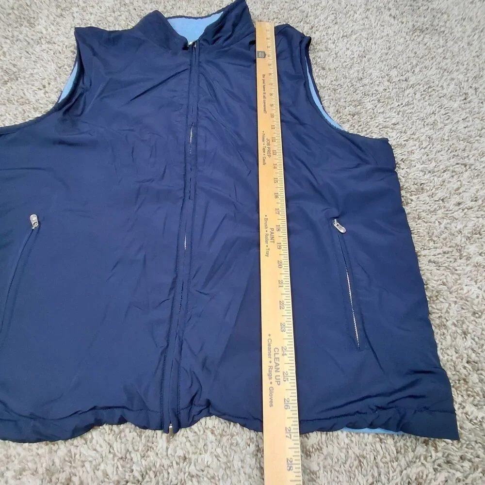 Peter Millar Vest Mens XL Blue Reversible Full Zip Up Performance Golf